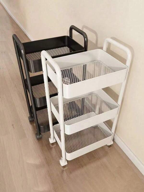 1 pièce Chariot de maquillage multifonction stylé et renforcé en acier au carbone, pas besoin d'installer, chariot de stockage mobile pour vêtements et collations, chariot de stockage mobile vertical pour cuisine et salon, étagère de stockage multicouche pour chambre et salle de bain, décoration extérieure