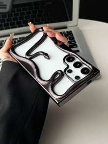 New Fashionable Hollow Electroplated Snake Design Phone Case, Compatible With IPhone 17/17 Pro/17 Air/17 Pro Max, IPhone 11/12/13/14/15/16 Pro/Pro Max, S22/23/24/25 Ultra, Shockproof Full Coverage Phone Protective Cover - Black - View 3