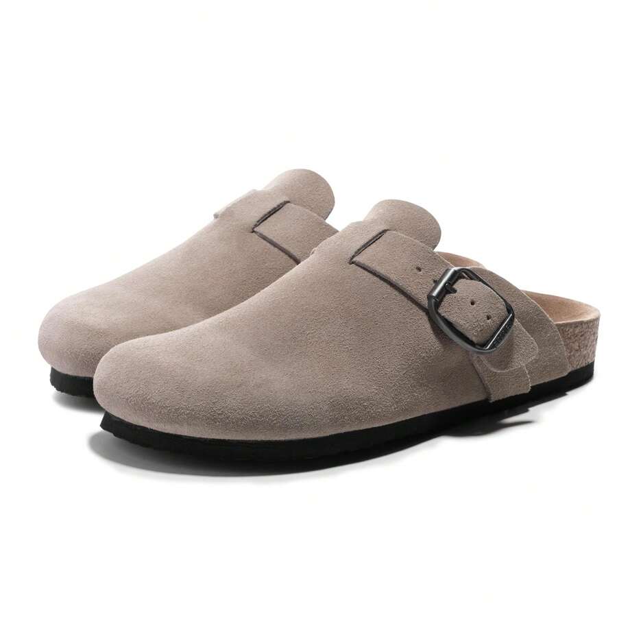 Clogs For Men Suede Clogs With Arch Support Leather Cork Footbed Size 6.5-13.5 - Taupe - View 1