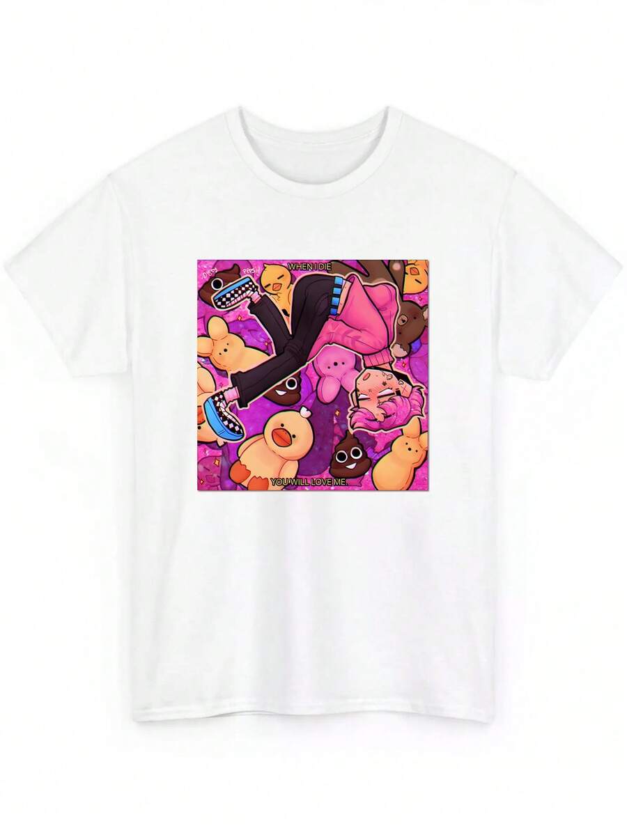 Lilpeep Will Love Me Hiphop Music Rapper Vintage Graphic Short Sleeve T-Shirt Unisex T Shirt - Vintage Shirt, Unisex Shirt, Soft Fabric, Breathable, Comfortable, Short-Sleeved Retro - White - View 1