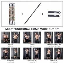 2025 Hottt New Arrivals-INNSTAR Portable Home Gym Set  Workout Bar, Bench Prs Set, Squat Ristance Band, Door Anchor And More-Full Body Workout Equipment To Build Muscle And Shape Body-Camo Green-150lbs