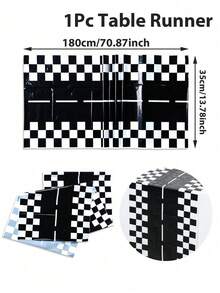 1Pc 60*250cm Racing Track Mat Polyester Tablecloth Table Runner,Black And White Runway Style,Racing Themed Party Game Mat,Sports Theme Party Decor,Perfect For Racing Party Track Background,Car Enthusiasts&Karting Events,Birthday Party Supplies,Home Decor,Racing Car Long Racetrack Floor Running Mat, Living Room Bathroom Decorative Floor Mat Mother's Day Graduation - MultiWarna - View 10