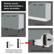 Kit gabinete bajo almacenamiento para garaje Madesa color blanco y gris mueble organizador robusto puertas compartimentos múltiples fácil armado ideal herramientas accesorios espacio ordenado - Blanco y Gris - Ver 8