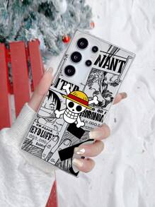 ONE PIECE Cover trasparente per telefono con logo Skull e motivo Straw Hat di One Piece, compatibile con e Galaxy