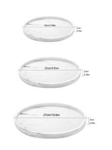1 件装大理石白色硅胶圆形珠宝托盘钥匙扣托盘，梳妆台托盘浴室收纳托盘，可放置肥皂香水蜡烛小植物，迷你梳妆台收纳盒家居装饰