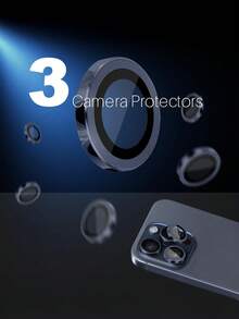 ZYONS 3片/套蓝色金属环摄像头镜头保护膜，完美贴合，圆形后置摄像头镜头保护膜，兼容 17 Pro Max/17 Air/16 Pro Max/16 Pro/16 Plus/16/16E/15/14/13 Mini/12/11 - 藍色 - 查看 2