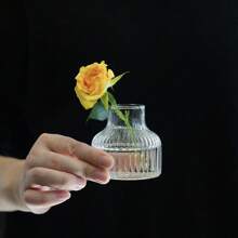 1 pezzo Vaso di lusso decorativo a righe, vaso idroponico in vetro per fiori freschi come rose, adatto per il soggiorno, senza fiori inclusi