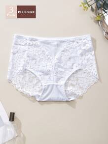 FOVTY 3pcs/Pack Women's Back To School Lace Trim Breathable Comfortable Sexy Panties