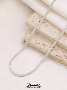 1pc Fashion Minimalist Stainless Steel Blade Chain Necklace For Women Unisex Hip Hop Style Flat Snake Bone Choker Neck Chain Jewelry Gifts - necklace - View 16