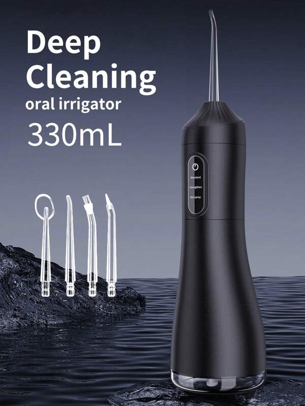 Irrigador oral portátil, limpiador dental inalámbrico recargable con 3 modos y 330ml, adecuado para viajes y uso en el hogar