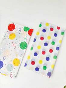 1pc Disposable Colorful Polka Dot Balloon Plastic Table Cover, Durable, Suitable For Rectangular Tables, Birthday Party, Celebration, Party Dining Table Decor | Holiday Tablecloth | Decorative Design, Dining Table Decor, All Seasons