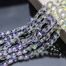 50 件/包 6 毫米/8 毫米中心孔网格方形 8 毫米边缘孔扁平玻璃珠，DIY 珠宝配件，适用于手链、钥匙扣、腰链、鞋子、服装和其他工艺品 - 網格扁方 - 查看 25