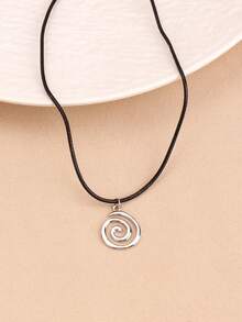 1 件时尚波西米亚螺旋设计金属吊坠项链，简约锁骨链，适合女性日常佩戴（无盒） - 銀色 - 查看 10