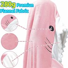 Cartoon Shark Slouchy Sleeping Bag Jumpsuit Pajamas Flannel Animal Home Blanket Jumpsuit Hooded Loose Fitting Nightgown
