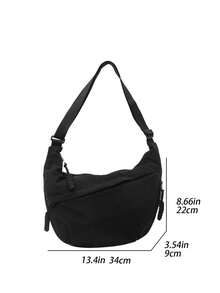Minimalist Dumpling Sling Bag For Women Men Stylish Nylon Lightweight Shoulder Bag Solid Color Crossbody Bags For Office - màu đen - Xem 6