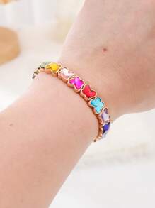 1 pieza Pulsera ajustable chapada en oro de 14K con decoración de mariposa danzante elegante, de moda y versátil