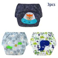 3 件套可爱儿童可重复使用训练内裤，男孩和女孩如厕训练裤，防水透气 - 彩色 - 查看 8