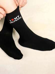 1 Pair I Love My Girlfriend Socks Cute Gifts For Boyfriend Funny Boyfriend Gift Ideas For Anniversary Valentine's Day Birthday Gifts I Love My Girlfriend Socks Funny Socks, Fall