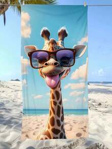 1pc Ultra Soft & Funny Giraffe Print Microfiber Beach Towel, Decorative For Home, Suitable For Beach, Pool, Camping, Travel, Extremely Comfortable - Multicolor - View 7