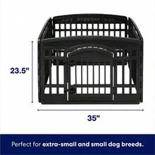 4-Panel Plastic Exercise Dog Playpen, 24"H, Black - Black - View 2