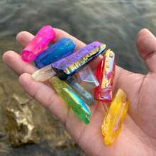 Naturalne kryształy kwarcu Aura Clear Quartz - luźne kryształy, mieszane kolory, materiał do samodzielnego wykończenia, idealne do dekoracji akwarium i doniczek, przedmioty kolekcjonerskie z kryształów, prezent na Dzień Matki, Boże Narodzenie, Święto Dziękczynienia.