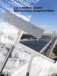 2-In-1 Rotatable Window Cleaner With Extendable Pole - Dual-Sided Glass Tool For Indoor/Outdoor Windows, Car Glass, High-Rise Cleaning - Detachable Head For Kitchen Counter Scraps, Bathroom Mirror Fog