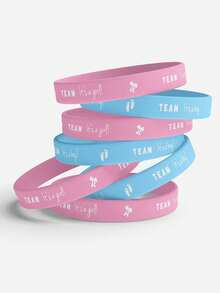 20 pezzi Braccialetti di rivelazione del sesso del bambino per festa di genere, blu/rosa, braccialetti in silicone per la rivelazione del genere per decorazioni festa di nascità - blu rosa - Visualizzare 2