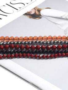 1Pc ZAA Multi-Layer Stacked Handmade Bead Necklace Exaggerated Waterfall Shaped Long Collarbone Chain Women's Jewelry Necklace Accessories Gifts - Multicolor - View 7