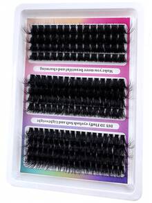 192pcs/Set Artificial Mink Lashes 160D+120D+100D Fluffy Individual Lash Extensions, 5D 0.07mm Curled Lashes, 14-20mm Mixed Tray Lash Clusters, Makeup Tools, Large Capacity For Personal Lash Extension, Suitable For Home Use, Daily Makeup And Costume Play - D - View 4