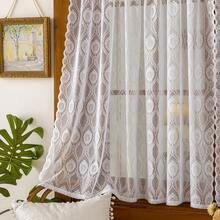 1 件法式乡村白色花卉提花透明蕾丝窗帘，带杆袋悬挂，适用于客厅、卧室、阳台、厨房、小屋、花园、窗户装饰，夏季