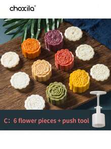 choxila 7pcs/Set Maamoul Mold Set, Cookie Mold Set, Mooncake Mold Set, Pastry Maker Dessert Mold Cookie Stamp Baking Tool
