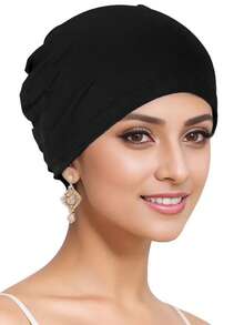 4件套柔软弹力内衬头巾 - 优雅纯色，多功能头巾，时尚化疗帽，女士适用 - 适合休闲穿着和睡眠时佩戴 - 多色 - 查看 30