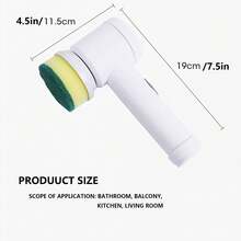 FoBianJie 1 套，电动旋转洗涤器，带 5 个可更换刷头套装/仅 5 个替换刷头，电动无绳厨房洗涤器，手持式可充电淋浴洗涤器，适用于浴室、厨房、浴缸、瓷砖、淋浴返校用品、厨房、浴室、家庭、家居供应商