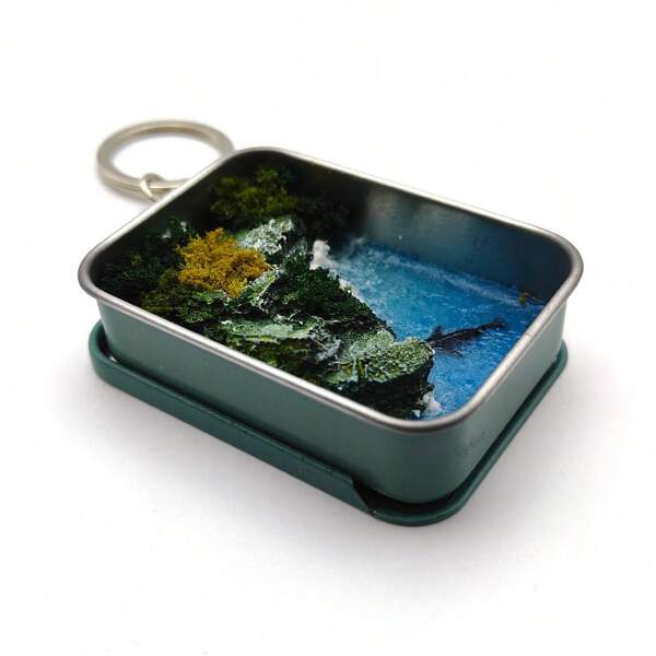 Handmade Shallow Bay Miniature Landscape Model Tin Box Figure Souvenir Ornament Creative Gifts