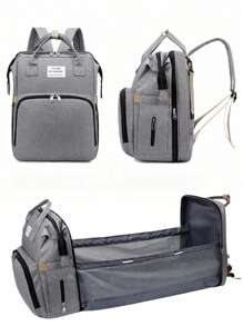 1 pièce Sac de maternité gris pliable à la mode, grand sac fourre-tout sac à dos pour mères