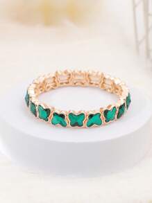 1 pieza Pulsera ajustable chapada en oro de 14K con decoración de mariposa danzante elegante, de moda y versátil