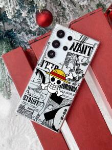 ONE PIECE Cover trasparente per telefono con logo Skull e motivo Straw Hat di One Piece, compatibile con e Galaxy