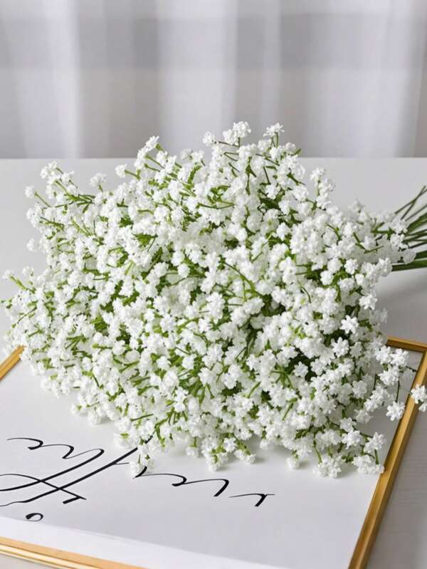 40pcs Ins Style Baby's Breath White Flower Bouquet, Lifelike Artificial Non-UV White Flowers For Wedding, Party, Home Decor, Mother's Day, Graduation