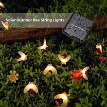 1 Peça Luzes de Corda de Abelha Solar, 20/30/50 LED, Luzes de Corda Impermeáveis para Uso Externo, Luzes de Guirlanda de Jardim a LED, Decoração de Jardim Solar, Luzes Solares Impermeáveis para Pátio, Luzes de Fada Solares para Decoração de Jardim, Quintal, Varanda, Casamento e Festa
