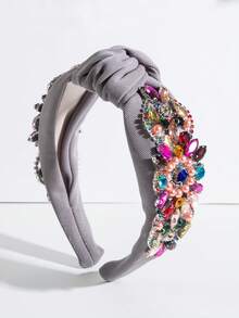 1pc Wide-Edged Embroidered Headband, Suitable For Everyday Wear Hairband Hair Hoop - Grey - View 1