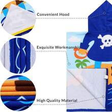 1件带帽沙滩巾/浴巾/披肩/可爱斗篷/泳池毛巾，柔软超细纤维材质，加厚吸水浴袍 - 彩色 - 查看 3