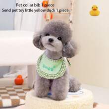 Fashion Embroidered Small Dog Bib For Korean Style Pet Neck Scarf, Bichon, Teddy Pet Saliva ScarfSend Pet Toy Little Yellow Duck