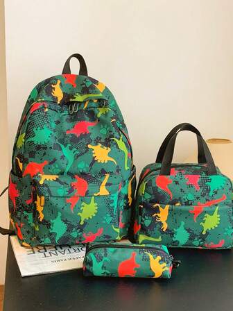 3pcs Set School Bags For Girls Schoolbag Large Capacity Boys Printing School Backpack Set Rucksack Bagpack Kids Cute Book Bags