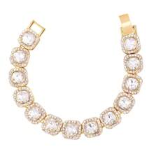 1 Stück/4 Stücke Hiphop Armband für Herren und Damen, rundes oder quadratisches Herz mit voll besetzten Strass, mehrlagige Ketten-Armband Set in Gold und Silber, funkelnde Eisenkette Metall Miami Armband Schmuck zum Valentinstag