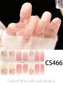 Conjunto de 14 adesivos de gel para unhas, sem necessidade de assar, com glitter, borboletas, arco-íris, flores e corações. Adesivos para unhas com cobertura total. Adesivos coloridos para unhas, ideais para salão de beleza. - Follow Your Heart - Ver 15