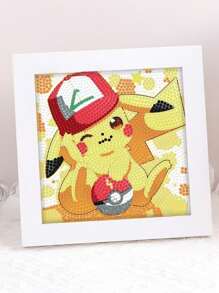 pokemon Pegatinas de diamante hechas a mano de Pikachu Pokémon, manualidades DIY, adornos para marcos de fotos, adornos para el hogar, adecuados para regalar, como juego temático de fiesta para entrenar habilidades manuales, San Valentín, regalos navideños, regalos para fiestas temáticas