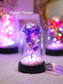 1 st simulerad rosblomma nattlampa med färgad guldfolie, skrivbordsdekoration blomma nattlampa, alla hjärtans dag-present till älskare, mors dag-present, sovrumsdekor roslampor, flickrumsdekor nattlampa - Multifärgad - Visa 7