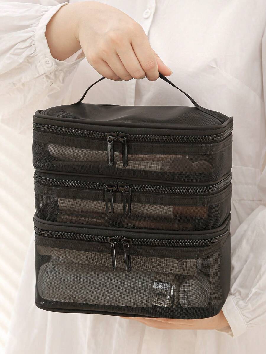 Dreischichtige Kosmetiktasche, große Kapazität tragbare Kulturtasche, einfach und stilvolle Aufbewahrungstasche, geeignet für Reisen, Studentenwohnheime, Pflegeprodukte, Kosmetika, Makeup-Pinsel, Makeup-Tool-Handtaschen, Hochzeitsbraut-Geschenke, Muttertagsgeschenke, Geburtstagsgeschenke, Geschenke für Freunde und Lehrer, geeignet für Reisen, Wohnheime, Geschäftsreisen, Pendler-Kulturtasche für Damen, kleine Makeup-Tasche, Kulturtasche für Damen, kleine Makeup-Tasche, Kulturtasche für Frauen, Geschenke für Frauen, Weihnachtsgeschenke, Geschenkideen für Frauen, Makeup-Tasche, Reiseessentials - Verschiedenfarbig - Übersicht 1