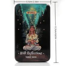 Wild Reflections Tarot Deck, Nature-Inspired Green Paper Material, Bronzing Iron Box, Connect With True Self & Natural World, Inner Wildness Exploration