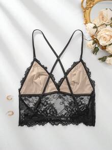 Women's Lace Sexy Wireless Backless Bra - Black - View 8